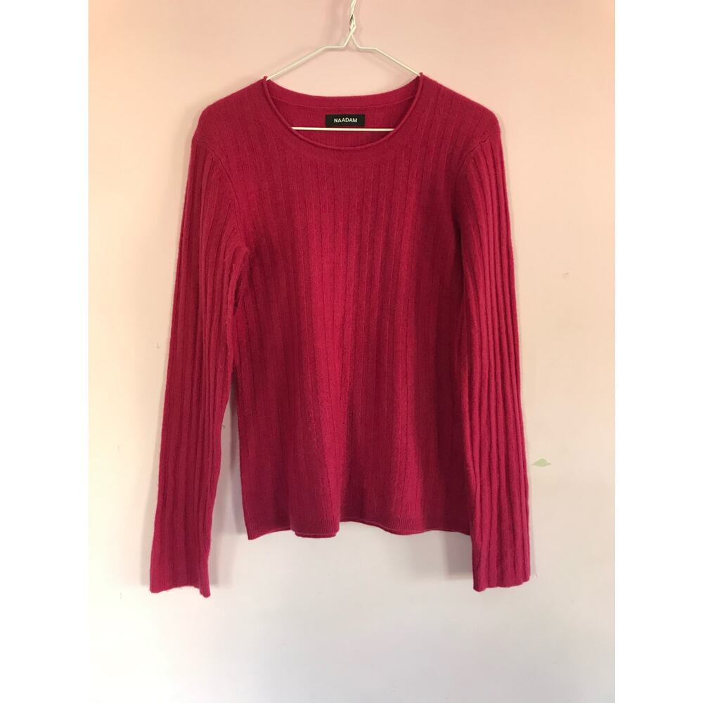 NAADAM Raspberry Pink Cashmere Ribbed Crew Neck Sweater Medium - Picture 8 of 8